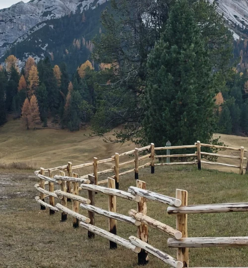 Zaun aus Rundholzstangen